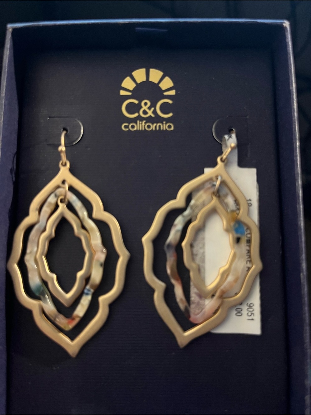 C&C California Gold Layered Teardrop Earrings with Multi-Color Accents